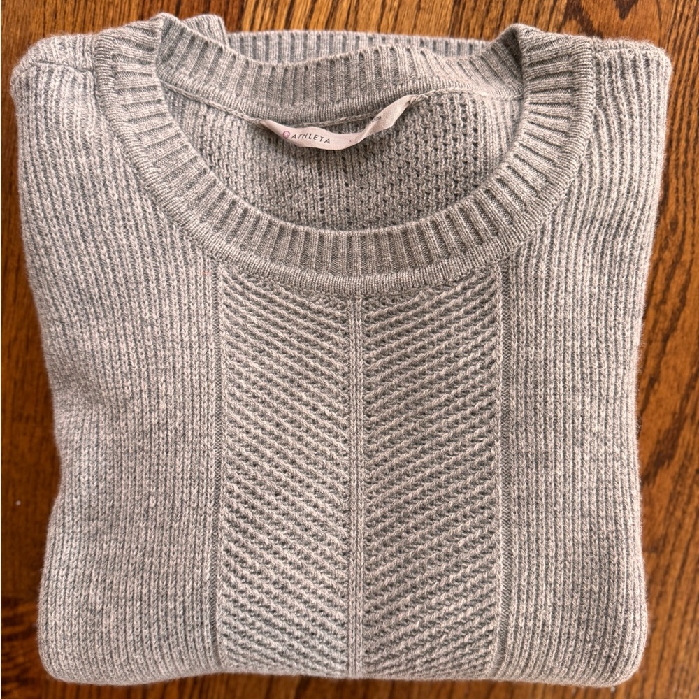 Athleta Women’s Habitat Gray Ribbed Cashmere Wool Sweater